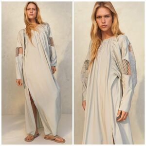 H&M Conscious Collection Green Lace Trimmed Slit Dress